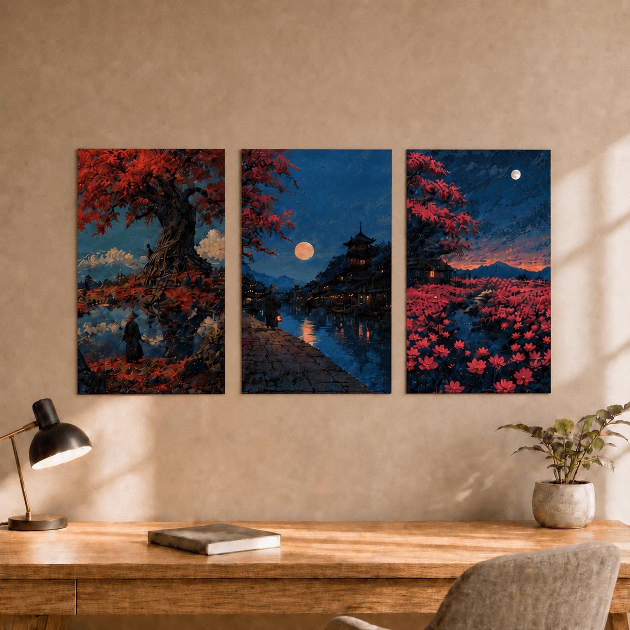 Crimson Samurai Night Poster Set
