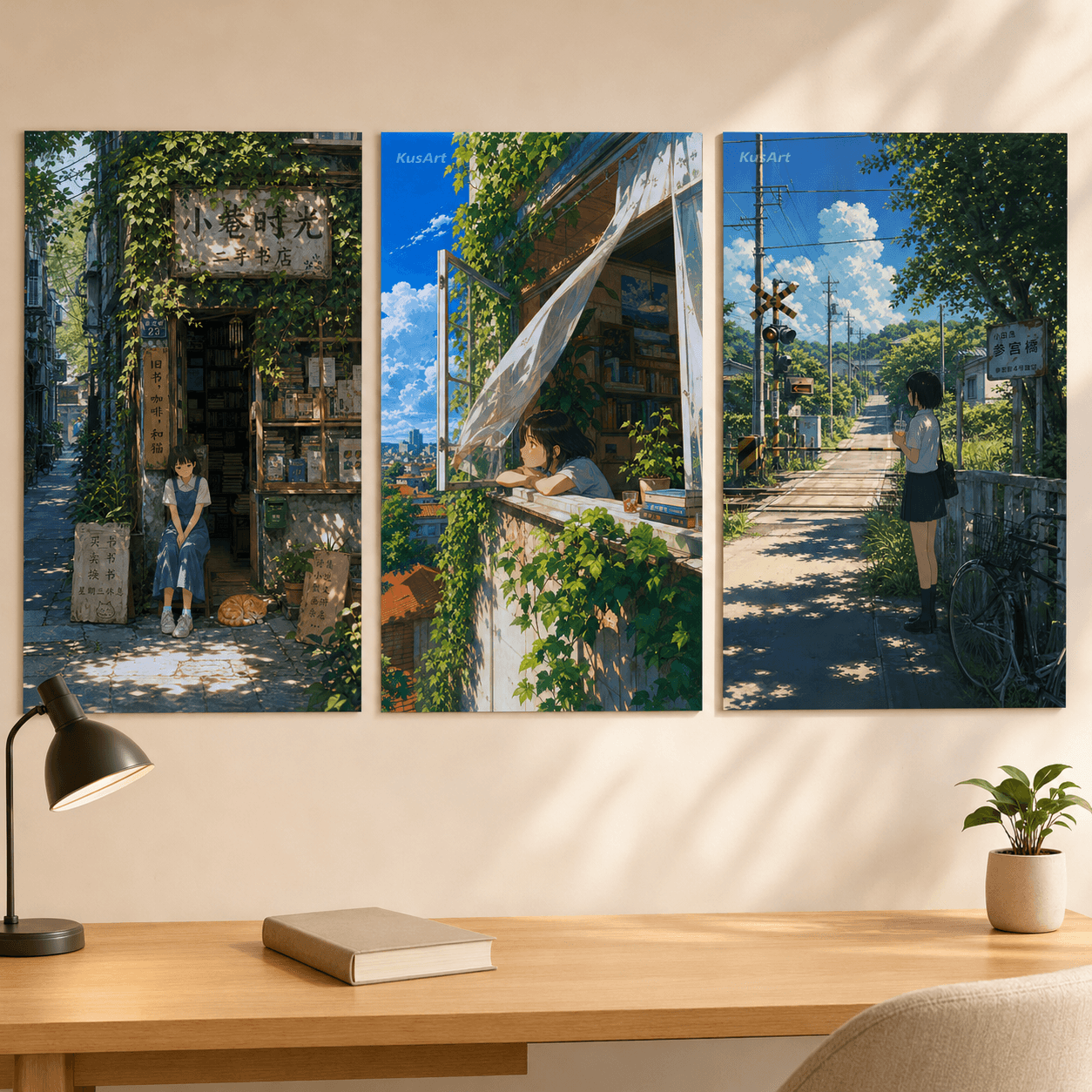 Sunlit Anime Girl Poster Set