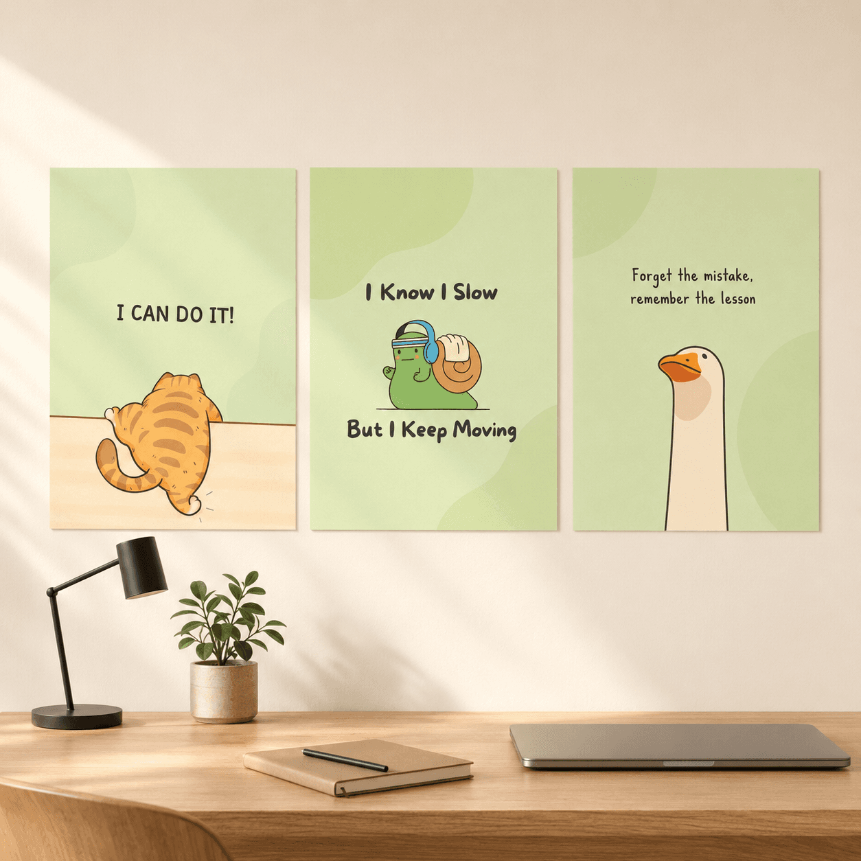 Slow & Steady Cute Motivation Poster Set